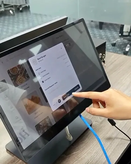 Same options at the counter: Add-ons and special requests, one tap each.