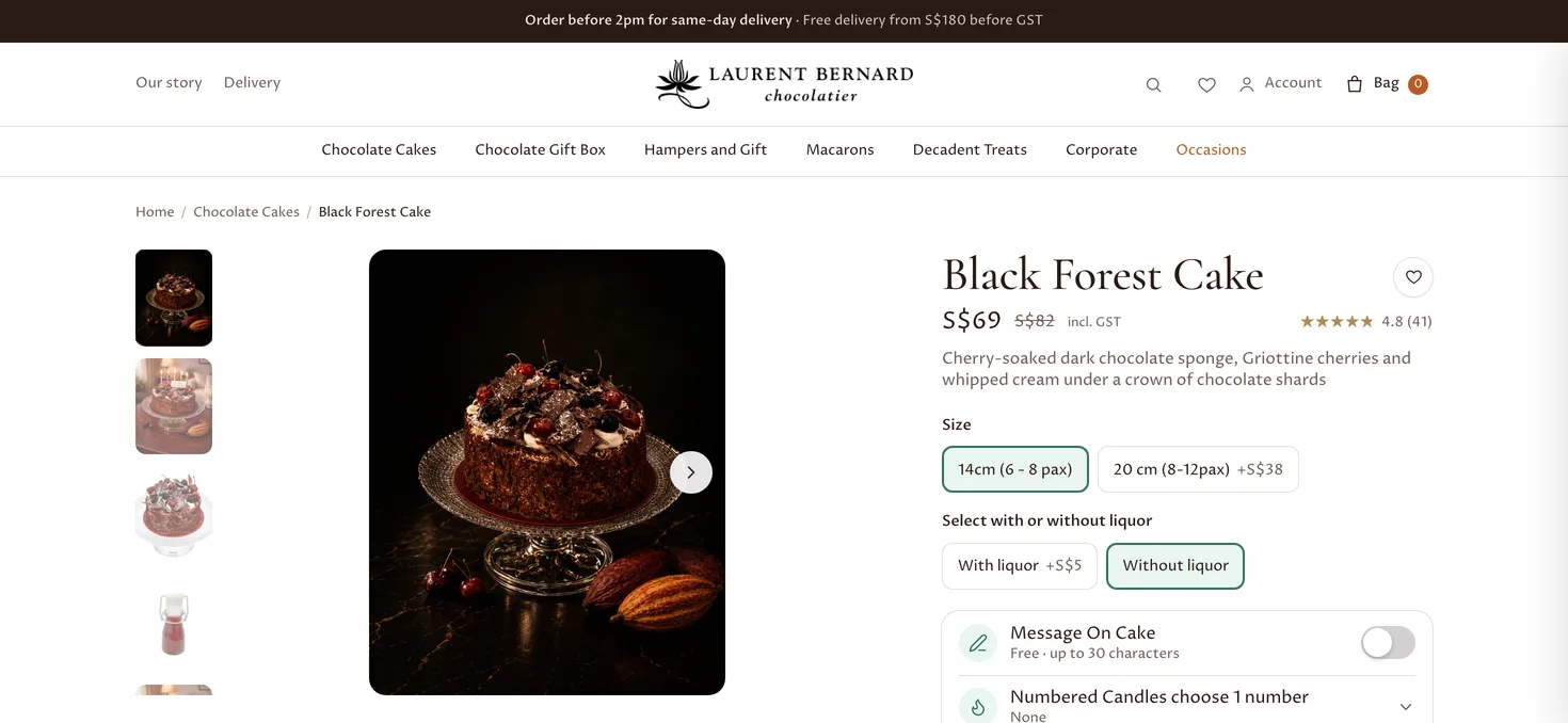 The same Black Forest Cake page on HeyShop